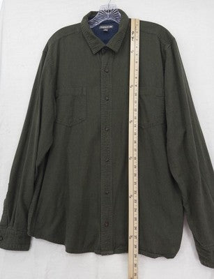 Toad And Co Mens Flannel Shirt Large Green Button Up Long Sleeve 100% Cotton