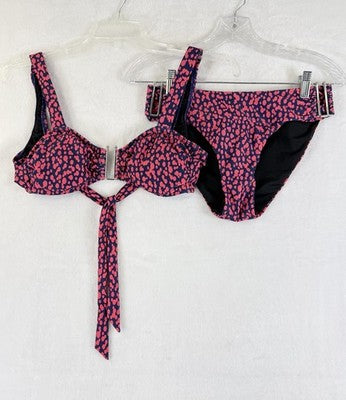 Venus Bikini Set Size 6 Top Bottom Blue Pink Swimwear Padded U Bar Womens