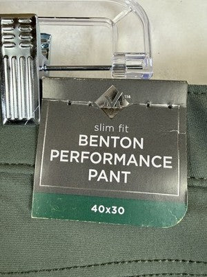 Members Mark Benton Slim Fit Performance Pants 40x30 Green Sam’s Club New NWT