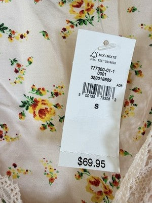 Gap Top Small Womens Babydoll Flutter Sleeve Floral Whimsical Fairycore New NWT