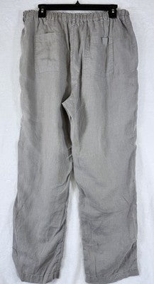 C&C California 100% Linen Pants Large Gray Beige Womens Straight Leg