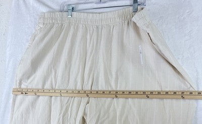 Old Navy Super High Rise Wide Leg Linen Blend Pants 2X Womens Beige New NWT