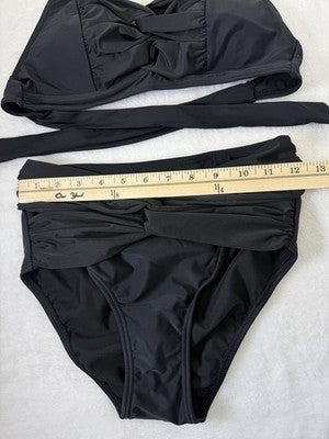 Venus Bikini Set Halter Top 6 High Rise Bottom 4 Black Womens Swim Swimwear New