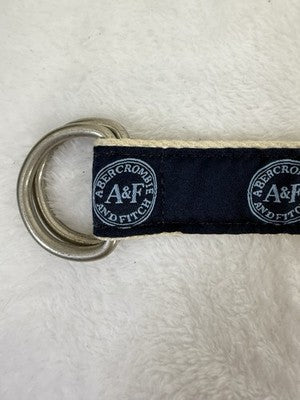Abercrombie & Fitch D-Ring Canvas Belt- A&F Logo Vintage Mens 34 Size Navy