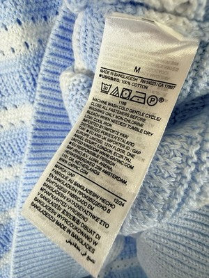 Gap Polo Sweater Medium Mens Short Sleeve Light Blu Striped 100% Cotton NWT New