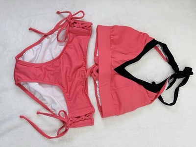 Venus Bikini Set Small Halter Top 6 Bottoms 4 Coral Pink Swimsuit Swim