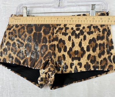 Edikted Micro Shorts Leopard Print Sequined Medium Womens