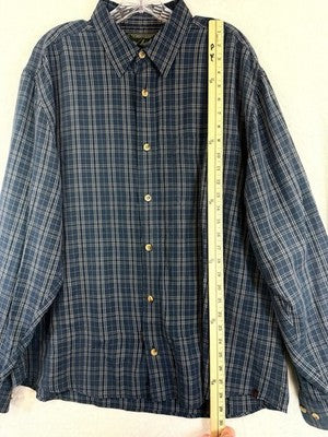 Woolrich Shirt Mens XL Blue Plaid Long Sleeve Button Down