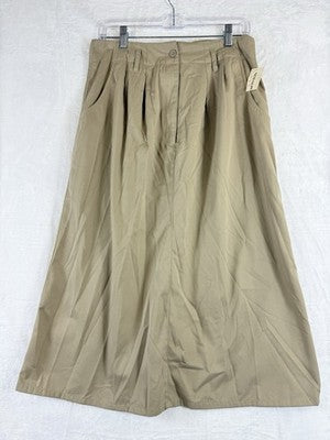 Vintage Midi Skirt 12 Khaki Tan 90s High Rise Hipster Academia Womens