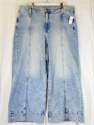 Gap High Rise Stride Wide Leg Ankle Jeans 34 18 Women Light Blue New NWT