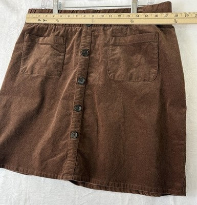 Torrid Mini Skirt 1 Corduroy 1X Brown Plus Size Womens Pull On