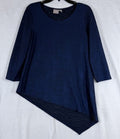 Chicos Tops Size 1 3/4 Sleeves Blue Asymmetrical Hem Womens Medium Blue Top