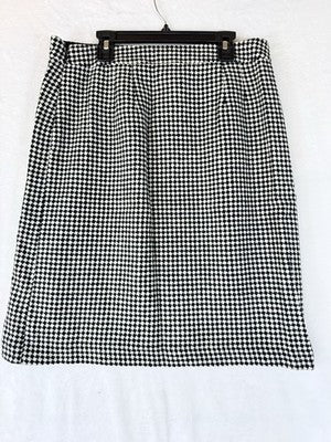 Talbots A Line Skirt 6 Black White Check Wool Blend Lined Pencil Womens