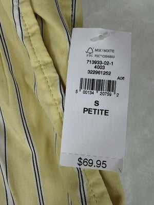 Gap Easy Wide Leg Pants Small Petite Womens Cotton Poplin Yellow Stripe New