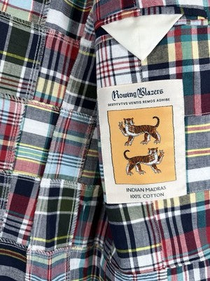 Rowing Blazers Small 36 Mens Indian Madras Plaid Jacket 100% Cotton Embroidered