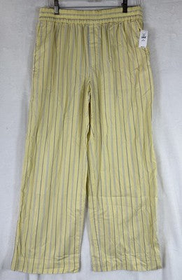 Gap Easy Wide Leg Pants Small Petite Womens Cotton Poplin Yellow Stripe New