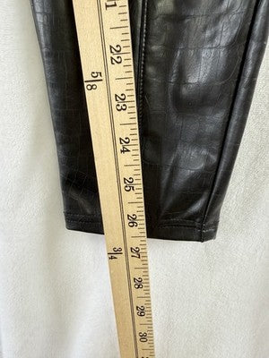 HM Faux Leather Leggings Small Black Croc Pull On Womens Vegan H&M New NWT
