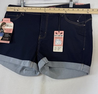 Wax Jeans But I Love You Shorts 3X Dark Blue Butt Lifting Jean 3” Womens New