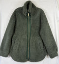 Summer Salt Sherpa Jacket Large Women Olive Green Deep Pile Full Zip Summersalt