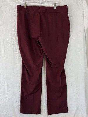 Lands End Starfish Slim Leg Pants 1X Burgundy Knit Pull On Plus Size Womens