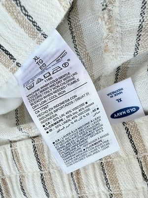 Old Navy Linen Blend Shorts XL Tan White Striped Womens Pull On 4.5” Pockets