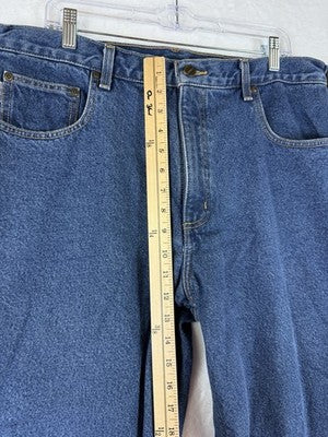 Carhartt Fleece Lined Jeans 38x30 Mens Relaxed Fit Straight Leg Blue