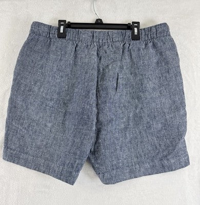 Talbots 100% Linen Shorts Large Blue Pull On Womens