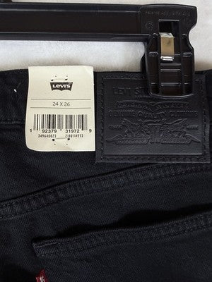 Levis Wedgie Straight 24 Jeans Womens Black Levi’s 24x26 High Rise Denim New NWT