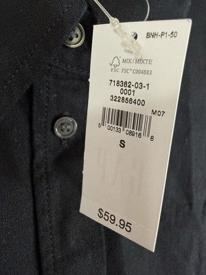 Gap Linen Blend Crop Shirt Small Womens Black Button Up Short Sleeve Women