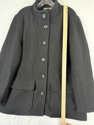 LL Bean Wool Coat XL Black Pea Coat Bellandi Made In Italy Womens