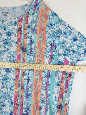 Lands End Rash Guard Womens 3X Swim Top Shirt Long Sleeve Blue Plus Size