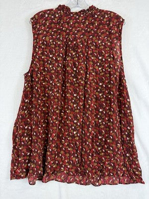 Talbots 22W Top Sleeveless Washed Silk Red Floral Womens Blouse