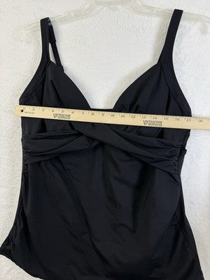 Lands End Tankini Top 16 Black Sweetheart Wrap Underwire Womens Swim Swimwear