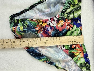 Venus Bandeau Bikini Set C Top 4 Bottom Black Floral Print Womens
