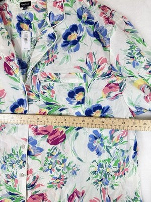 Gap Body Pajamas XL Cotton Poplin PJ Shirtdress Floral Nightgown 100% Cotton New