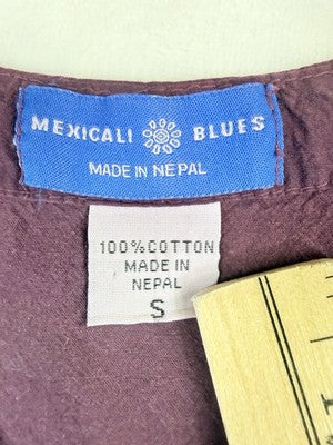Mexicali Blues Top Small Plum Purple Womens Short Sleeve 100% Cotton