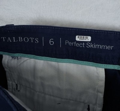 Talbots Perfect Skimmer Pants 6 Navy Blue Womens Capri Chino Chinos
