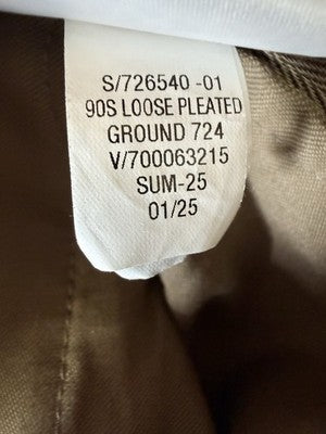 Gap Linen Blend Dress Pants 33x30 Mens Brown Herringbone 90s Loose Pleated New
