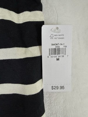 Gap Closeknit Jersey Tee Medium Women Black White Stripe Tops Short Sleeve New
