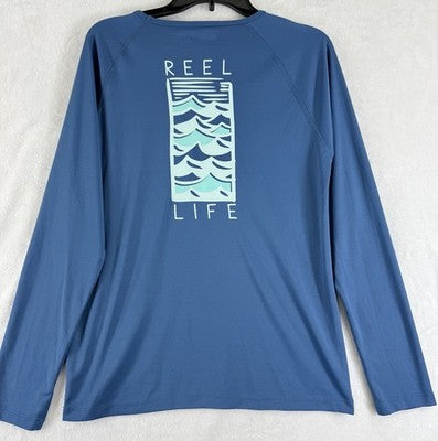 Reel Life Womens Large Top Blue Jax Beach Fishing Long Sleeve UV Shirt
