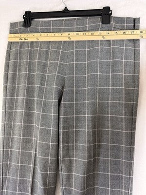 DKNY Dress Pants Womens 12 Gray Plaid High Rise Side Zip