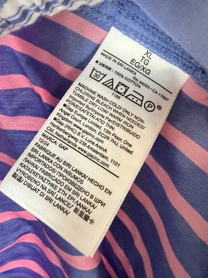 Gap Easy Wide Leg Pants XL Womens Organic Cotton Poplin Pull On Blue Stripe New