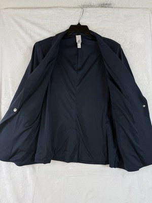 Marla Wynne Layers Large Jacket 360 Stretch Blazer Navy Blue Womens