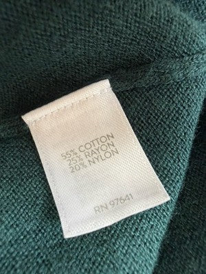 J Jill Sweater Green Small Cotton Blend Top Long Sleeve Womens