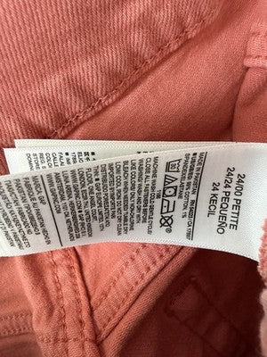 Gap High Rise Stride Ankle Jeans 24 00 Petite Coral Pink Raw Hem Womens New NWT