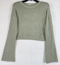 Garage Loose Crop Sweater Medium Green Long Sleeve Tops Roll Hem Boxy