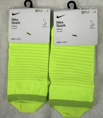 Nike Spark Running Socks No Show Lot 2 Pairs Men 8-9.5 Women 9.5-11 Large New