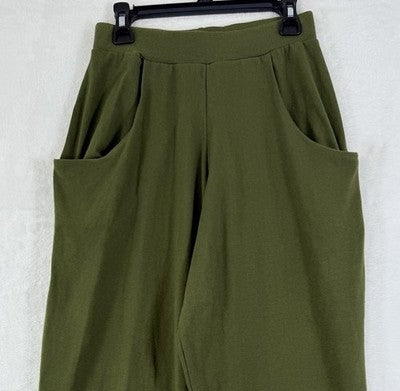 Vintage Jogger Pants Small 80s 90s Green High Waist Knit Hipster Made USA Womens