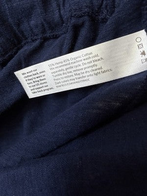Eileen Fisher Lantern Pants Large Blue Hemp Organic Cotton Pull On Knit Women