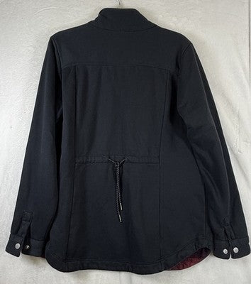 Columbia Womens Large Shacket Hart Mountain Shirt Jacket Black Red Plaid
